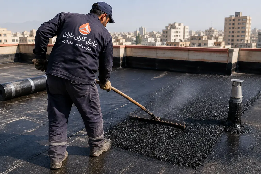اجرای آسفالت پشت بام توسط کارشناس عایق کاران باران